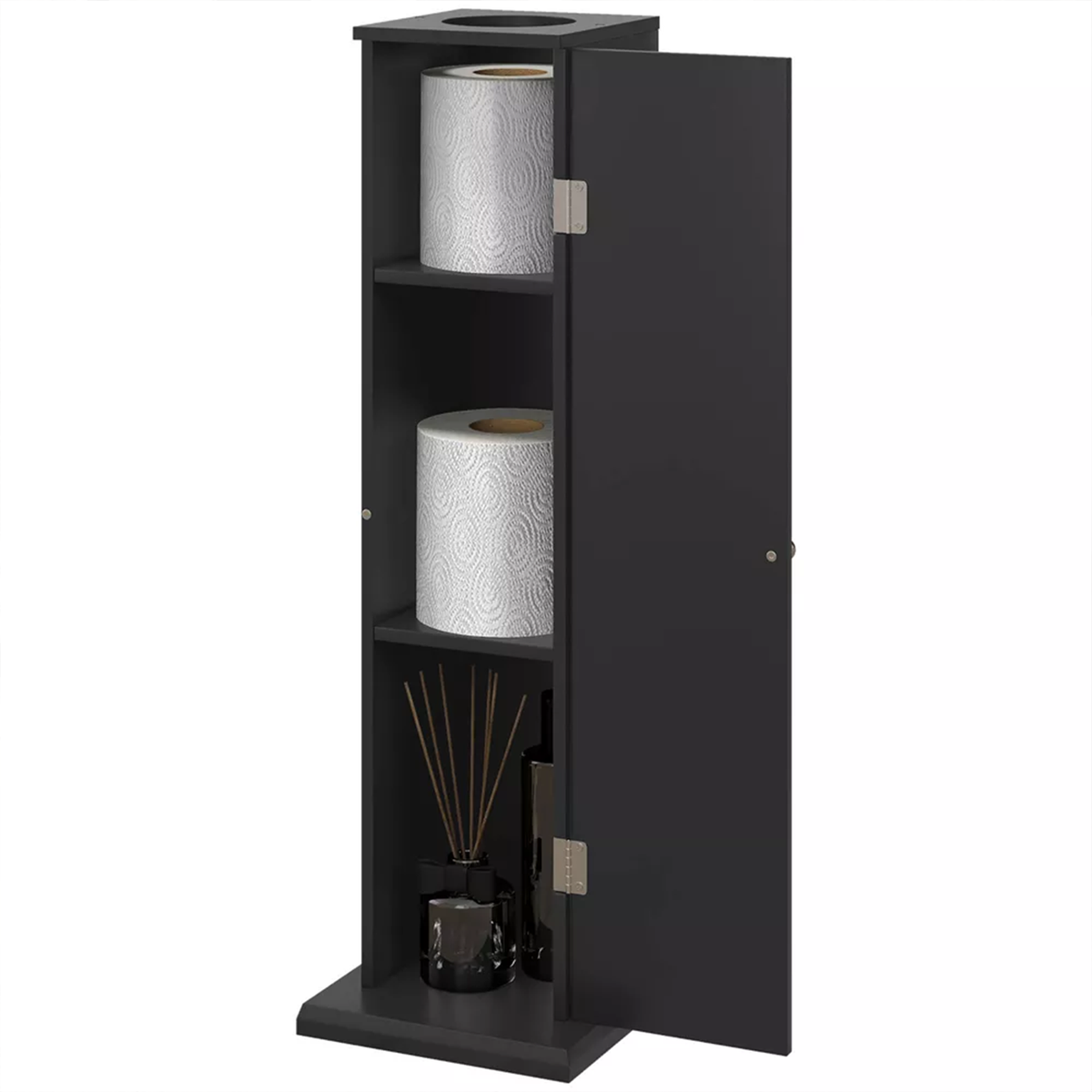 Schmaler Eckschrank für das Badezimmer, Schwarz