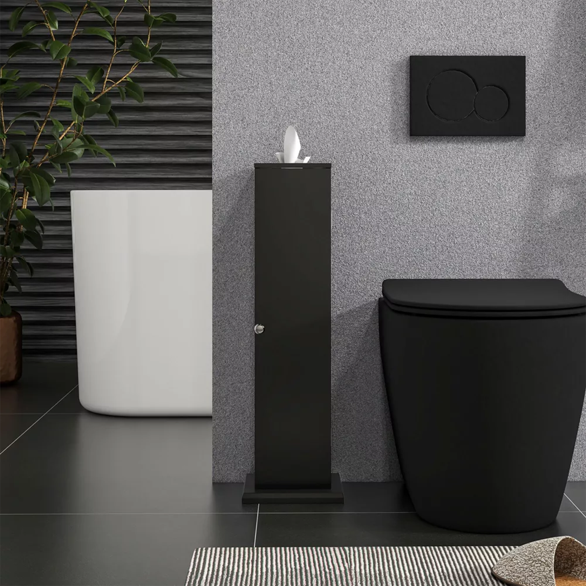 Schmaler Eckschrank für das Badezimmer, Schwarz